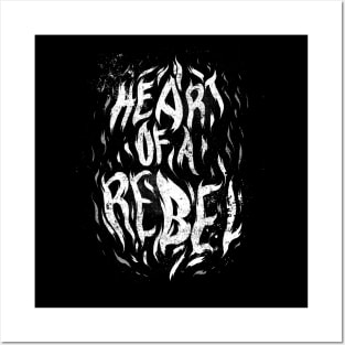 Heart Of A Rebel Distressed Text Design Posters and Art